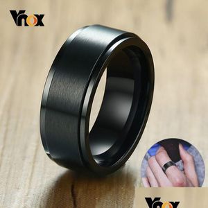 Band Rings Vnox 8Mm Rotatable Basic Ring For Men Black Stainless Steel Casual Male Anel Stylish Punk Spinner Alliance Jewelry Drop De Dheyw