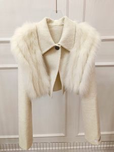 Hot Sale Women Autumn Handmade Double Side Short Jacket Real Fox Fur Warm Female Spring White Fashion Woolen Coat