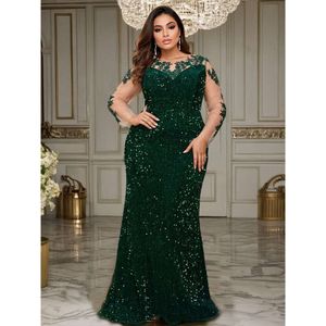 Elegant O Neck Or Length Evening Prom Gown Dresses Sequin Bodycon Mermaid Long Sleeves Party Modest Women Dress