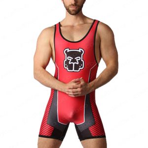 New Men's Wrestg Singlet Bodysuit One Piece Suit Sleeveless Triathlon GYM Weightlifting Leotard PowerLifting Fiess Wear