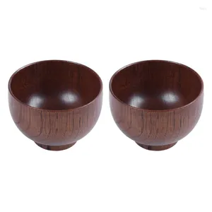 Bowls 2X Wooden Soup Bowl Healthy Container Vintage Dinner Tableware Kitchen Accessories