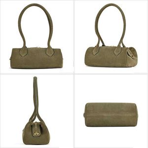 designer Genuine Top Layer Suede Shoulder Bag Pen Container Shape Underarm Handbag Fashion Commute X241017