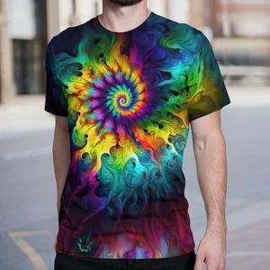 Mens T shirt Tie Dye Shirt Women 3D Print Colorful Spiral Short Sleeve Unisex Neon Psychedelic Shirts for Men tee Casual tops summer clothes