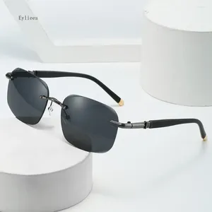 Sunglasses Rimless Square Men Fashion Vintage Casual Sun Glasses Trendy Retro Outdoor Decorative Shades Gafas