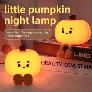 New Arrival New cute soft pumpkin Halloween night light - Halloween dimmable timed bedside table decoration - Safe silicone lamp decoration Z241025