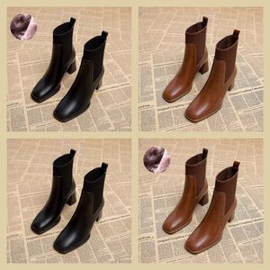 Boots Harness Belt Buckled leather Biker Knee Boots chuinky heel zip Knight boots Fasvhion square toe Ankle for women designer shoes