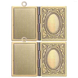Pendant Necklaces 2 Pcs Vintage Jewelry Book Frame Locket Necklace Carved Po Metal Lockets Picture Women's