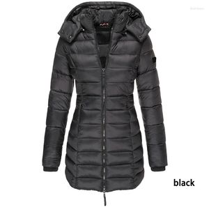 Trench da donna Parka da donna Donna di media lunghezza Solido Cappotto slim fit Piumino spesso Cappotto invernale Casual Manica lunga Caldo Nero Rosso