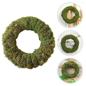 Dekorative Blumen Vordertür Dekorationen Moss Rattan Kranz Kreis Blumen dekorieren Materialrahmen Weihnachten