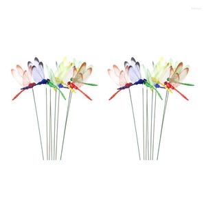 Dekoracje ogrodowe 24pcs sztuczne Dragonfly Dekoracja motyli Outdoor Symulacja Stawki Plant Plant Lawn Decor Stick