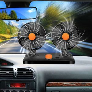 Ventiladores elétricos Ventilador de resfriamento de carro 24V / 12V / 5V Ventilador de ar de resfriamento de cabeça sem escova Ventilador de veículo automóvel de baixo ruído Micro USB para uso de carro R230901