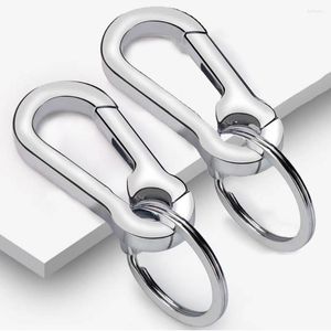 Keychains 2st Metal Buckle Keychain Split Ring Car Key Chain Pendant Charms Hook Climbing Midjebältet Clip Anti-Lost Keys Holder