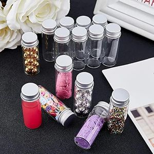 Tiny Jars with Aluminum Screw Lids Glass Bottles Clear Mini Vials Metal Caps Top Sample Message Bottle