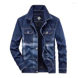 Мужские куртки Mcikkny Men Classic Cargo Denim 2023 Осень простые джинсовые покрытие из окрашивания одежды.