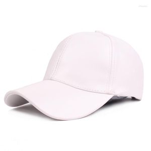 Ball Caps QBHAT Men Women 6 Panel Sports Faux Leather Baseball Cap Adjustable Long Brim Sun Protection Hat Travel Peaked Wholesale