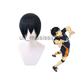 Peruki cosplay haikyuu !! Kageyama Tobio Czarny niebieski krótka peruka Cosplay Cosplay Ogół ciepło odporne na syntetyczne włosy haikiyu karasuno mężczyźni kobiety peruki x0901