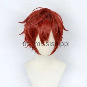 Cosplay Wigs Anime Ensemble Stars Amagi Hiiro Cosplay Wigs Red Short Heat Resistant Synthetic Hair Wigs Wig Cap x0901