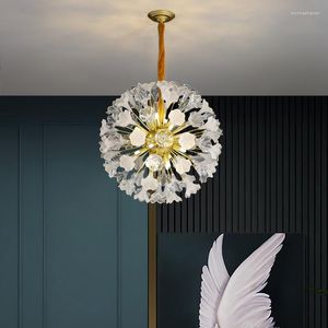 Hängslampor American Flower European Modern Romantic Lights Fixture French Artistic Droplight Bedroom Dining Room Lamp