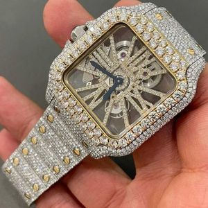 D58x إعداد يدوي تمريرة الماس Tter VVS Moissanite الماس Iced Out الفاخرة Mechanical Watch3K1L1T59C2SF