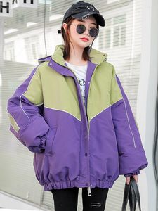 Frauen Graben Mäntel 2023 Patchwork Mode Frauen WInter Parka Übergroßen Lose Mit Kapuze Warme Verdicken Weibliche Mantel Jacke Koreanischen Stil