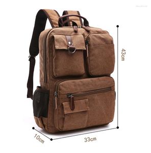 Mochilas escolares vintage masculinas, mochilas de lona de couro para laptop, faculdade, alta qualidade, à prova d'água, bolsa de viagem grande