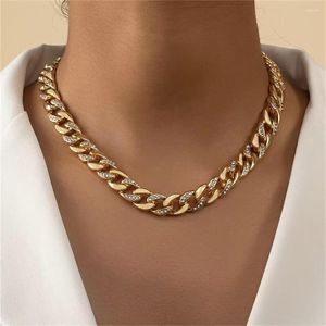 Anhänger Halsketten Boho Vintage Gold Farbe Punk Übertriebene Kristall Dicke Kette Halskette Für Frauen Weibliche Mode Y2K Hip Hop Choker schmuck