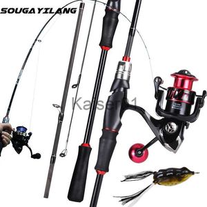 Rod Reel Combo Sougayilang 1.8M 2.1M Fibra de Carbono Spinning Vara de Pesca e Reel Combos Ultralight Fishing Pole Spinning Reel Fishing Set x0901