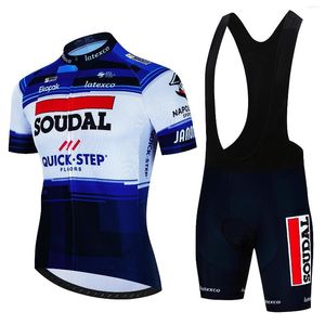 Racing Sets QUICK STEP Short Sleeve Jersey Set Summer Cycling Clothing Breathable Bike Shirt Uniform Riding Bib Shorts Bicycle Sportswear