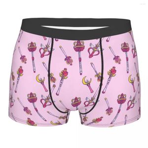 Underpants Moon Girl Anime Homem Underwear Magic Boxer Shorts Calcinhas Sexy Poliéster para Homme