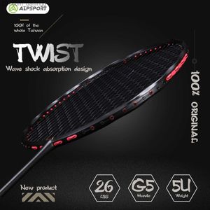 Badminton Rackets Alp JZD Badminton Rackets formade twist ram 5U 30 kg kolfiber Professionell turneringsstil attackerar och försvarar Q230901