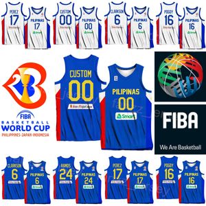 Drucken 11 KAI ZACHARY SOTTO Trikot Basketball Philippinen 2023 Weltmeisterschaft 23 RHENZ ABANDO 4 Kiefer RAVENA 17 Jaymar PEREZ 8 SCOTTIE THOMPSON 6 CLARKSON Blau WEISS