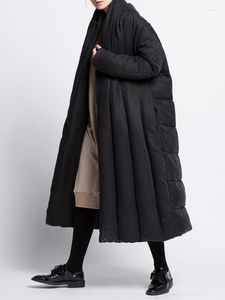 レディーストレンチコートランレム2023冬の厚くなったジャケットコート特大の長い縞模様の女性ファッションストリートウェア衣服2C404