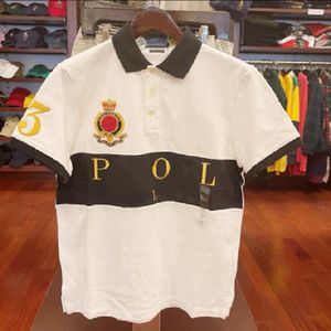 Camisa polo masculina de marca europeia e americana de alta qualidade impressa manga curta camiseta algodão gola polo cores combinando tamanhos s-XL6