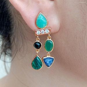 Stud Earrings YYGEM Natural Geometric Malachite Agate Amazonite Sodalite Onyx CZ Pave Dangle Classic Style For Women