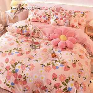 Set di biancheria da letto Set di biancheria da letto con cuori rosa Bellissimo lenzuolo Copripiumino Singolo Doppio Morbide lenzuola per ragazze Adulti