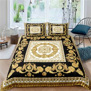 Bedding sets Luxury Black Gold 3Pcs Geometric Full Size Duvet Cover Bedding Set Seater Bedspread 200x200 240x220 160x200