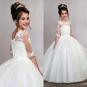 Girl Dresses Flower For Weddings Tulle Princess Lace Long Sleeve Holy First Communion Gowns Party Pageant Dress