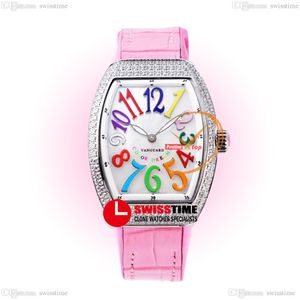 ABF V32 Vanguard Color Dream Cronografo svizzero al quarzo Orologio da donna Cassa con diamanti Cassa MOP Quadrante Grande numero Pelle rosa Gomma Super Edition Lady Swisstime H8