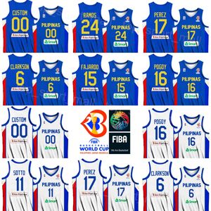 Tryckt Philippines Basketball 8 Scottie Thompson Jerseys 2023 VM 11 KAI ZACHARY SOTTO 23 RHENZ ABANDO 4 KIEFER RAVENA 17 Jaymar Perez National Team Shirt