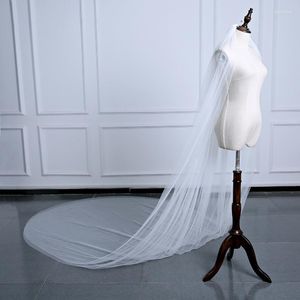 Bridal Veils S0163F High Quality Long Single Layer Double Soft Mesh Light 3 Meters 5 Tail Wedding Bride Band Combing Comb