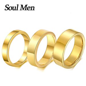 Anéis de casamento clássico carboneto de tungstênio para homens mulheres 468mm alto polido cor de ouro masculino anel aliança presentes de aniversário 230831