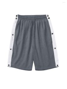 Herren-Shorts für Herren, lässig, Sommer, Patchwork, elastische Taille, lockere kurze Hose mit seitlichen Knöpfen und Taschen