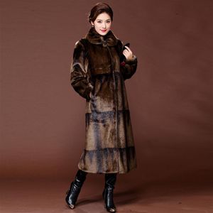 Helgradient färg äkta minkrock lång naturlig päls rockar kvinnor vinter varm ytterkläder lyxjacka äkta läder 5xl s003248e