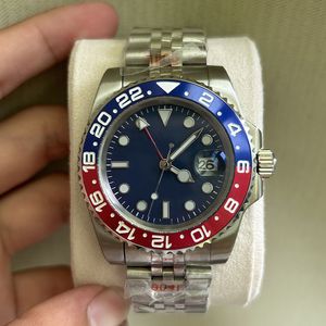 Designer-Luxus-Herrenuhr, blaues rundes Zifferblatt, 40 mm, klappbarer Knopf, leuchtender Edelstahl 904L, Saphirkristallglas, schwarz, vollautomatisch, Montre de Luxe