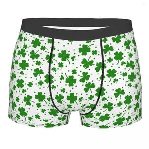 Underbyxor nyhet Boxer Lucky Green Clover Shamrock Shorts trosor Män underkläder Irish St Patrick's Day Breattable för Homme