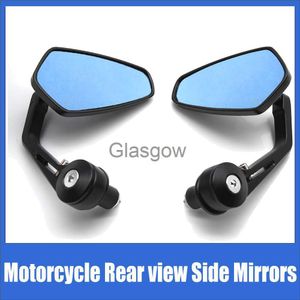 Motorcykelspeglar Universal Motorcykel Aluminium bakre Black Side -bakspeglar Blue Antiglare Mirror Cafe Racer Mirrors för Harley Davidson X0901