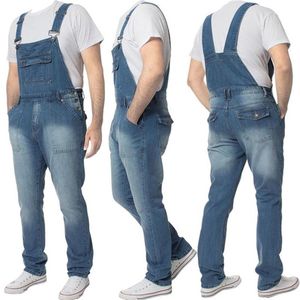 Homens denim macacão fino ajuste de cintura alta jean macacão streetwear roupas masculinas casuais jeans retos macacões bolso332e