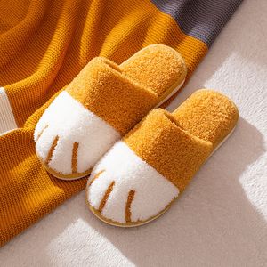 Тапочки зимняя милая кошачья лапа -дизайнерская домик женщин мех спальня дома пара теплые плюшевые туфли для женских женских пушистых слайдов 230831