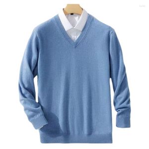 Męskie swetry Sweter dla mężczyzn Business Casual Classic Pullovers 2023 Zima kaszmirowa mieszanka bawełniana wygodne dzianiny