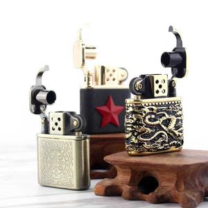 ZORRO Vintage Retro Nostalgic Pure Copper Windproof Kerosene Lighter Armor Machine Igniter Smoking Accessories Gadgets For Men UMHV